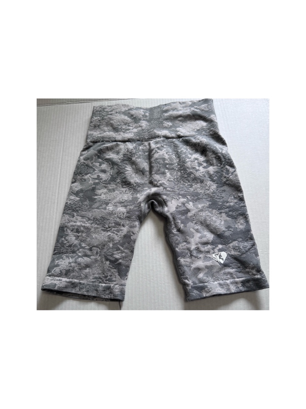 High-Waist Gray Camouflage Athletic Bike Shorts